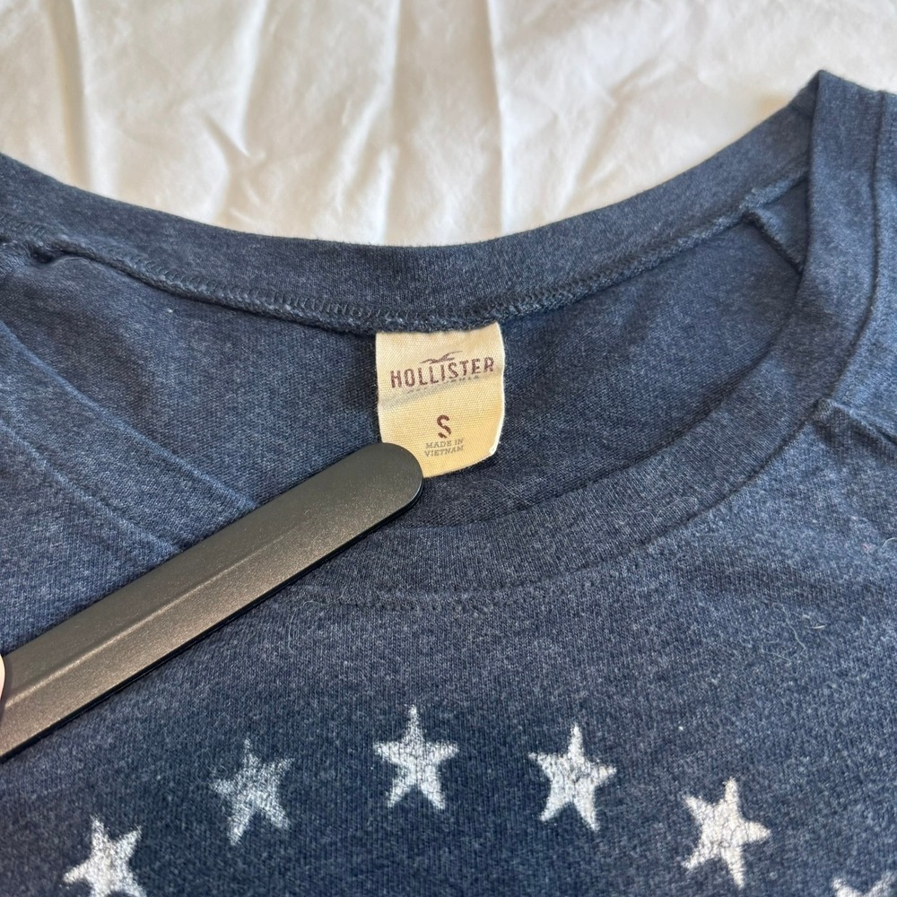 Hollister Womens Navy Blue 3/4 Sleeve Graphic Tee Seagull Logo Y2K Size S - Picture 7 of 9